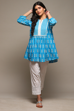 Blue Cotton Kurti