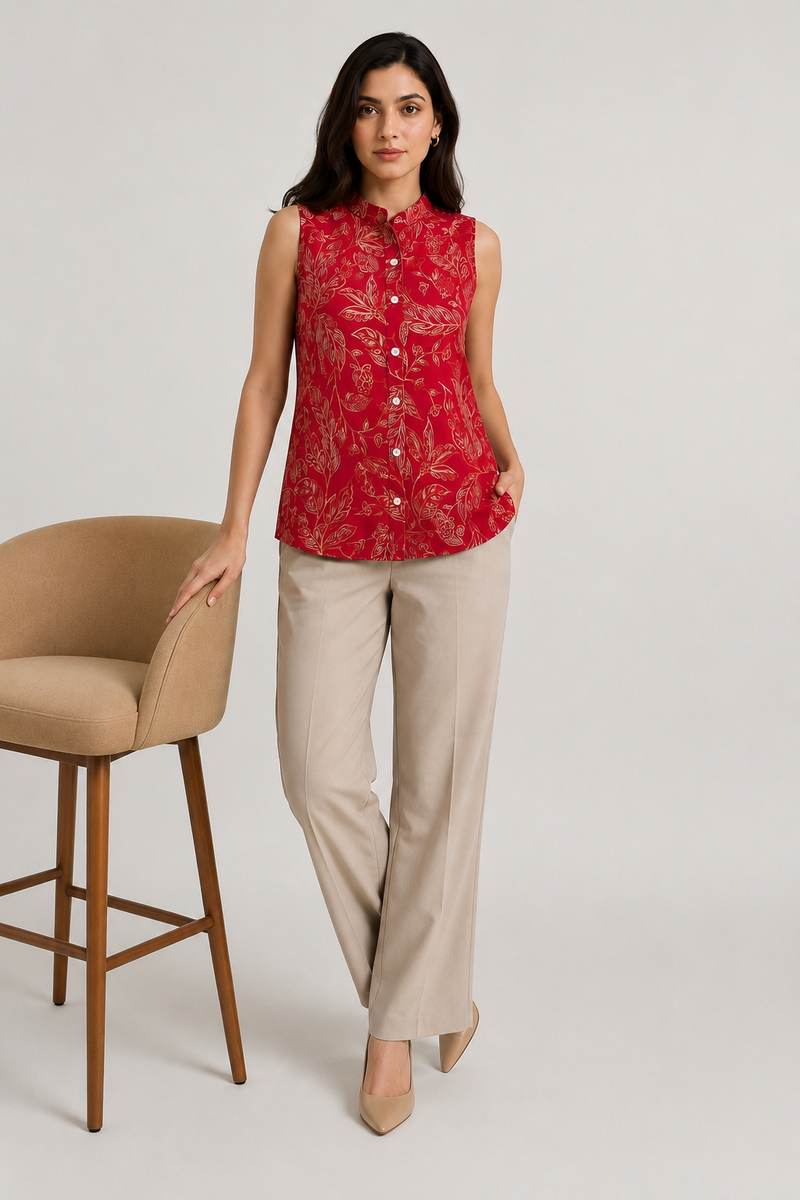 Rust Modal Sleeveless Tunic Top for Women